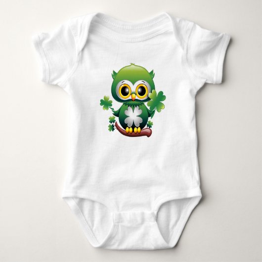 Süße kleine St. Patrick Cartoon-Eule Baby Strampler (Vorderseite)