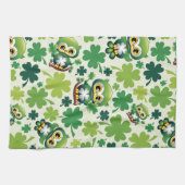 Süße kleine St. Patrick Cartoon-Eule Geschirrtuch (Horizontal)