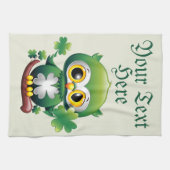 Süße kleine St. Patrick Cartoon-Eule Geschirrtuch (Horizontal)