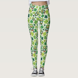 Süße kleine St. Patrick Cartoon-Eule Leggings