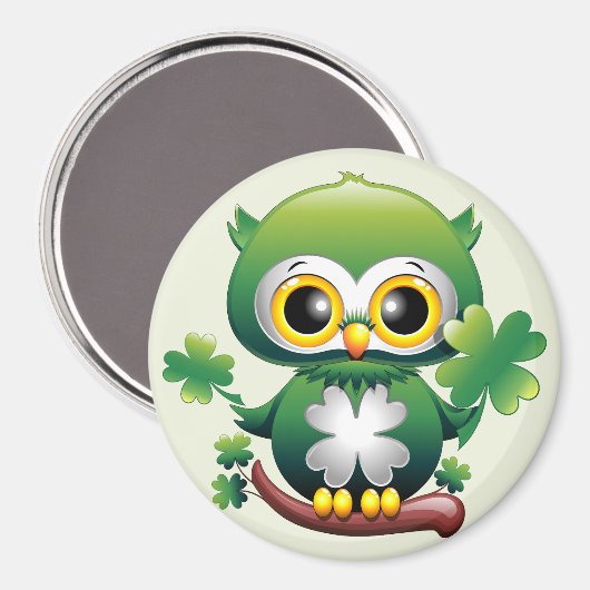 Süße kleine St. Patrick Cartoon-Eule Magnet (Vorderseite/Rückseite)