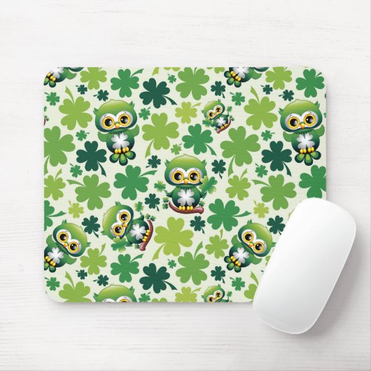 Süße kleine St. Patrick Cartoon-Eule Mousepad (Mit Mouse)