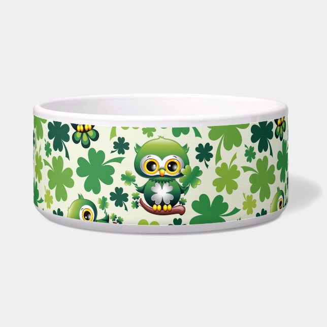 Süße kleine St. Patrick Cartoon-Eule Napf (Vorderseite)