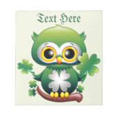 Süße kleine St. Patrick Cartoon-Eule Notizblock (Vorderseite)
