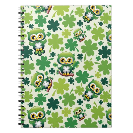 Süße kleine St. Patrick Cartoon-Eule Notizblock (Vorderseite)