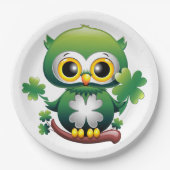 Süße kleine St. Patrick Cartoon-Eule Pappteller (Vorderseite)