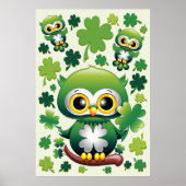 Süße kleine St. Patrick Cartoon-Eule Poster (Vorne)