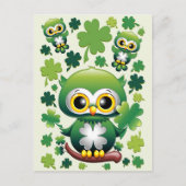 Süße kleine St. Patrick Cartoon-Eule Postkarte (Vorderseite)