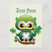 Süße kleine St. Patrick Cartoon-Eule Postkarte (Vorderseite)