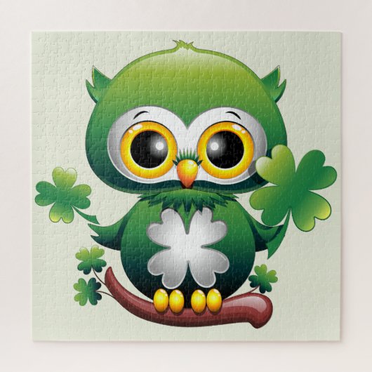 Süße kleine St. Patrick Cartoon-Eule Puzzle (Vertikal)