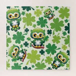 Süße kleine St. Patrick Cartoon-Eule Puzzle