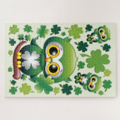 Süße kleine St. Patrick Cartoon-Eule Puzzle (Horizontal)