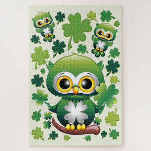 Süße kleine St. Patrick Cartoon-Eule Puzzle