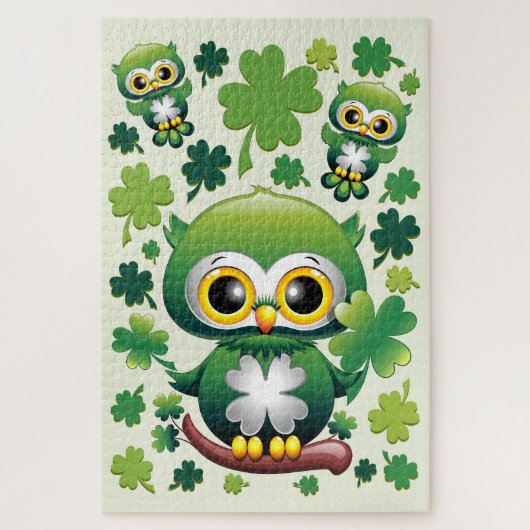 Süße kleine St. Patrick Cartoon-Eule Puzzle (Vertikal)