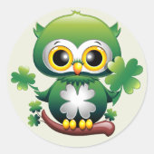 Süße kleine St. Patrick Cartoon-Eule Runder Aufkleber (Vorderseite)