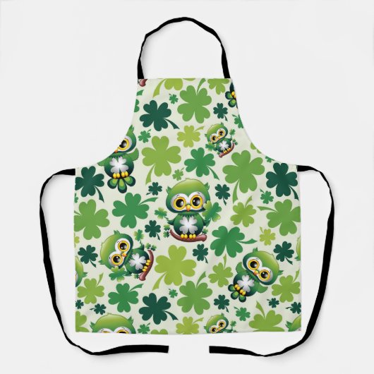 Süße kleine St. Patrick Cartoon-Eule Schürze (Vorderseite)