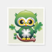 Süße kleine St. Patrick Cartoon-Eule Serviette (Vorderseite)