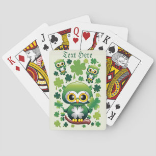 Süße kleine St. Patrick Cartoon-Eule Spielkarten