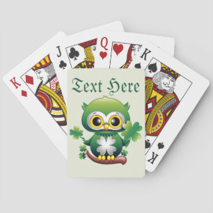 Süße kleine St. Patrick Cartoon-Eule Spielkarten