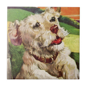 Süße kleine Terrier-Hund-Illustration Fliese