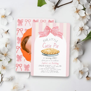 Süße Kleine Torte Rosa Schleife Mädchen Foto 1. Ge Einladung