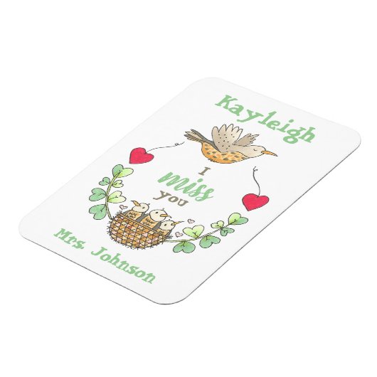 Süße kleine Vögel, die ich vermisse, Lehrer Magnet (Linke Seite)