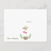 Süße kleine Vögel, die ich vermisse, Lehrer Postkarte (Rückseite)