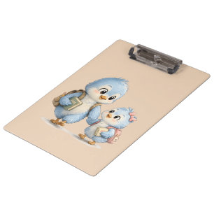 Süße kleine Vogelgeschwister Büro Clipboard Klemmbrett