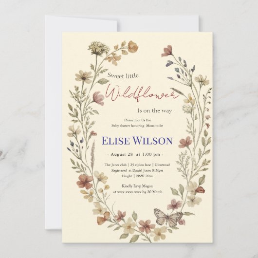 Süße kleine Wildblume ist auf dem Weg Einladung (Vorderseite)