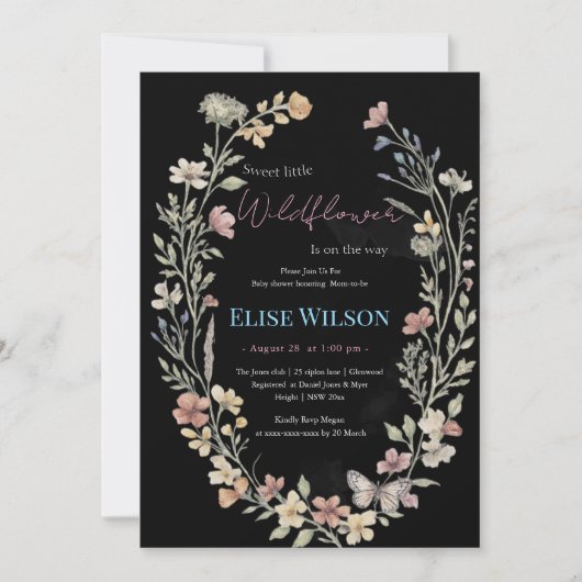 Süße kleine Wildblume ist auf dem Weg Einladung (Vorderseite)