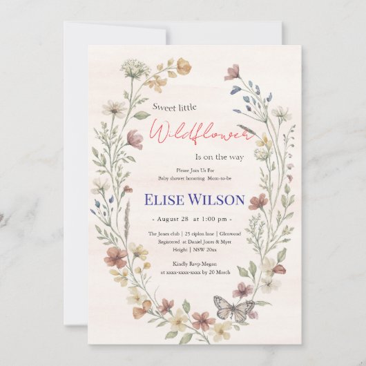 Süße kleine Wildblume ist auf dem Weg Einladung (Vorderseite)