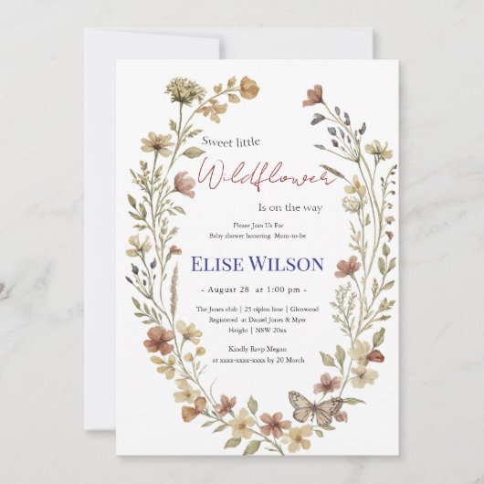 Süße kleine Wildblume ist auf dem Weg Einladung (Vorderseite)