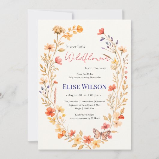 Süße kleine Wildblume ist auf dem Weg Einladung (Vorderseite)