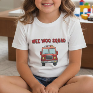 Süße Kleinkind-Wee-Woo-Squad-Feuerwehrauto-Kinder T-Shirt
