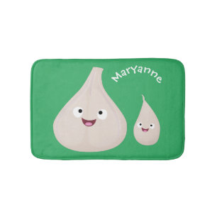 Süße Knoblauch-Cartoon-Gemüse-Illustration Badematte