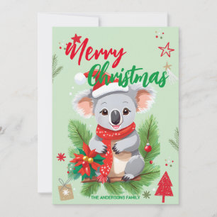 Süße Koala-BÄR Santa-Weihnachts-Feiertags-Familien Feiertagskarte