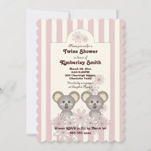 Süße Koala-Bärchen-Zwillinge Mädchen Baby-Party-Ei Einladung