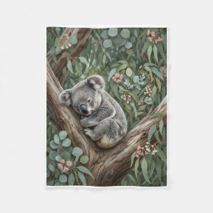 Süße Koala-Kletter-Eukalyptus-Baum-Flanelldecke Fleecedecke