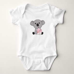 Süße Koala-Retro-Japanische-Erdbeer-Milchshake Baby Strampler
