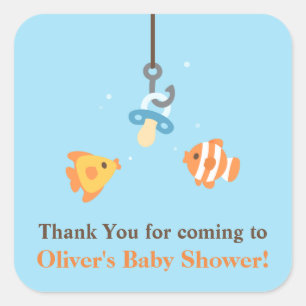 Süße Köder Angel Baby Shower Dankeschön-Aufkleber Quadratischer Aufkleber