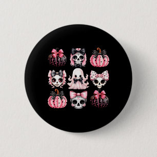 Süße Kokette Halloween-Bögen Schwarz Rosa Hallowee Button