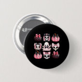 Süße Kokette Halloween-Bögen Schwarz Rosa Hallowee Button (Vorne & Hinten)