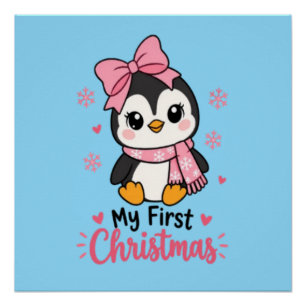 Süße, kokette Pinguin-Erstweihnachts-Toddler-Tees Poster