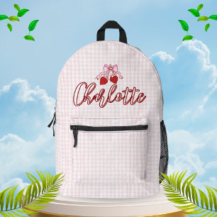 Süße Kokette Rosa Schleife Kariert Personalisiert  Bedruckter Rucksack