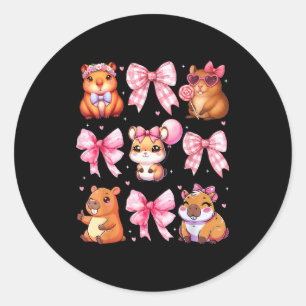 Süße Kokette Schleife Capybara Pyjama Pjs Kleidung Runder Aufkleber
