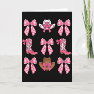 Süße Kokette Schleife Rosa Cowgirl-Stiefel Und Hüt Karte
