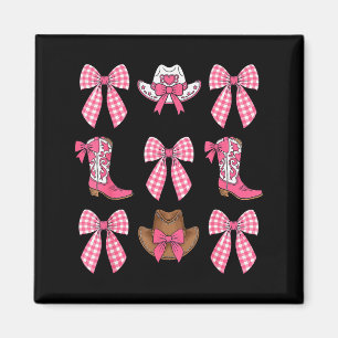Süße Kokette Schleife Rosa Cowgirl Stiefel Und Hüt Magnet