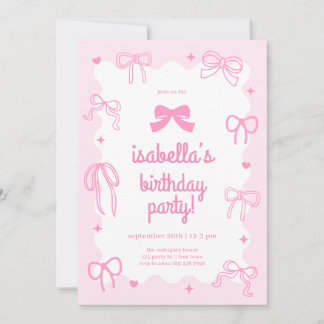 Süße Kokette Schleifen Mädchen Geburtstagseinladun Einladung