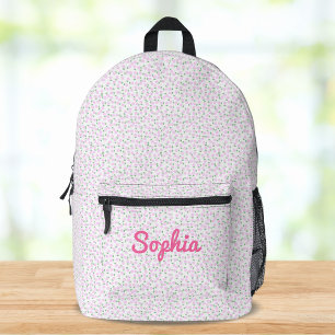 Süße Koketten-Ästhetik Rosa Floral Personalisiert Bedruckter Rucksack
