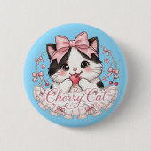 Süße Koketten-Kirschkatze-Button-Pin-Geschenke Button (Vorderseite)